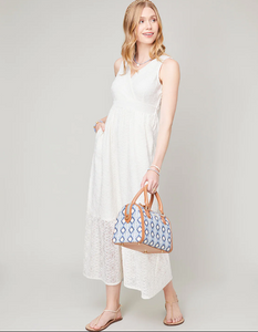 Midi Lace Dress Pearl White