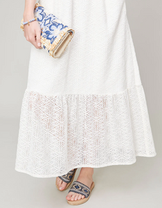 Midi Lace Dress Pearl White