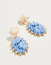 Load image into Gallery viewer, Floral Cabochon Earrings Blue
