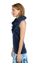 Load image into Gallery viewer, Jersey Sleeveless Ruffneck Top - Navy
