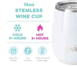 Shimmer Diamond White Stemless Wine Cup (14oz)