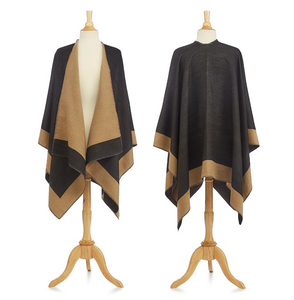 Two Sides Super Soft Reversible Cape with Black and Tan