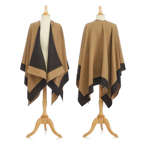 Two Sides Super Soft Reversible Cape with Black and Tan