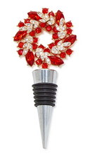 Load image into Gallery viewer, Holiday Wreath Jeweled Bottle Stopper
