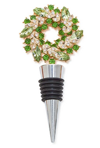 Holiday Wreath Jeweled Bottle Stopper