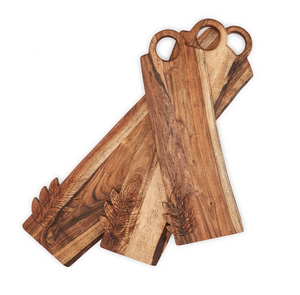 Hand-Crafted Charcuterie Serving Boards with Leaf Design