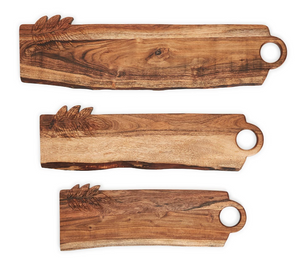 Hand-Crafted Charcuterie Serving Boards with Leaf Design