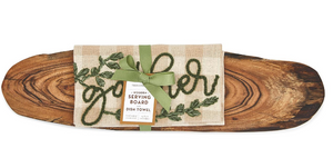 Gather Charcuterie Serving Board with Embroidered Dish / Kitchen Towel