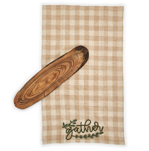 Gather Charcuterie Serving Board with Embroidered Dish / Kitchen Towel