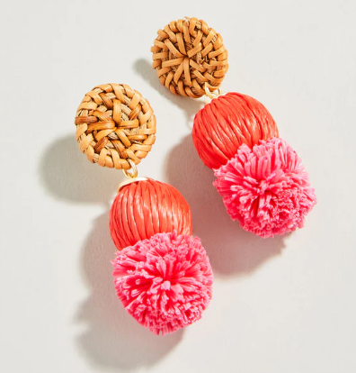 Spartina 449 Straw Pom Earrings - Red