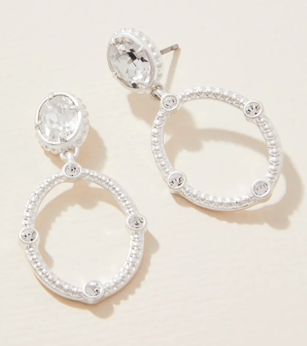 Cristal Oval Drop Earrings Crystal - Silver