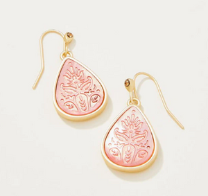 Willa Carved Earrings - Pink Mother of Pearl