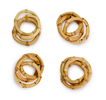 Load image into Gallery viewer, Natural Bamboo Trio Napkin Rings - Set of 4
