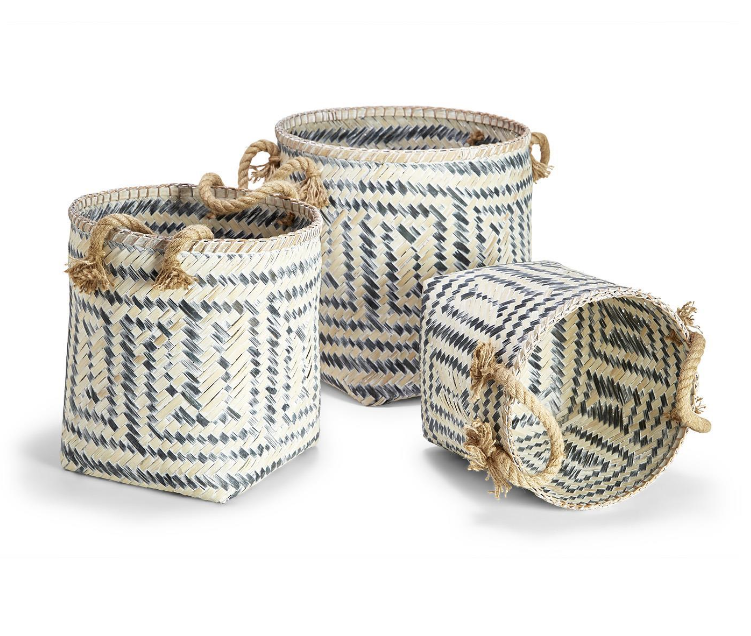 Perivilos Hand-Crafted Baskets with Jute Rope Handles