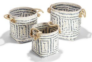Perivilos Hand-Crafted Baskets with Jute Rope Handles