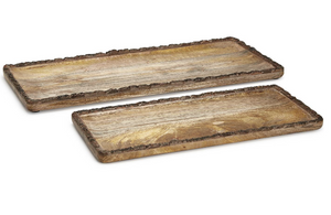 Rectangle Trays with Natural Bark Edge