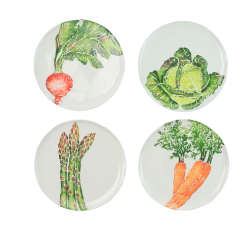 Vietri Spring Vegetables Assorted Salad Plates - Set of 4