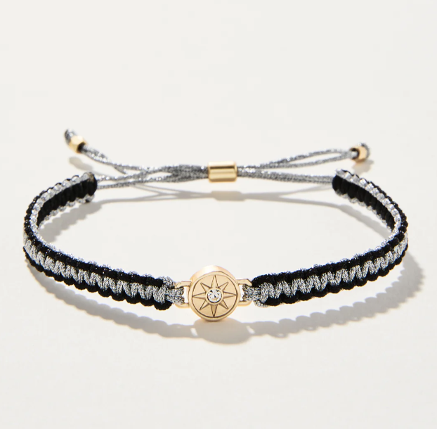 Spartina 449 Friendship Bracelet Metallic Black Silver/Star