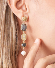 Load image into Gallery viewer, Spartina 449 Linden Asymmetrical Earrings - Black/Pearl
