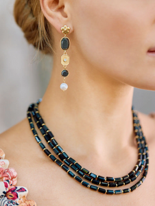 Spartina 449 Linden Asymmetrical Earrings - Black/Pearl