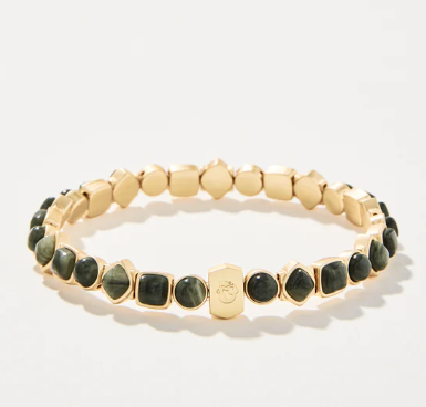 Spartina 449 Maera Stretch Bracelet Silver Leaf Jasper
