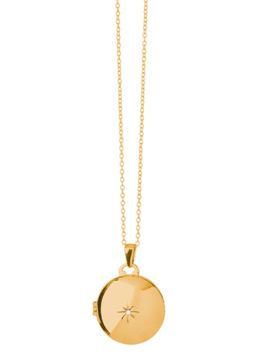 Spartina 449 Round Locket Necklace Starburst Gold