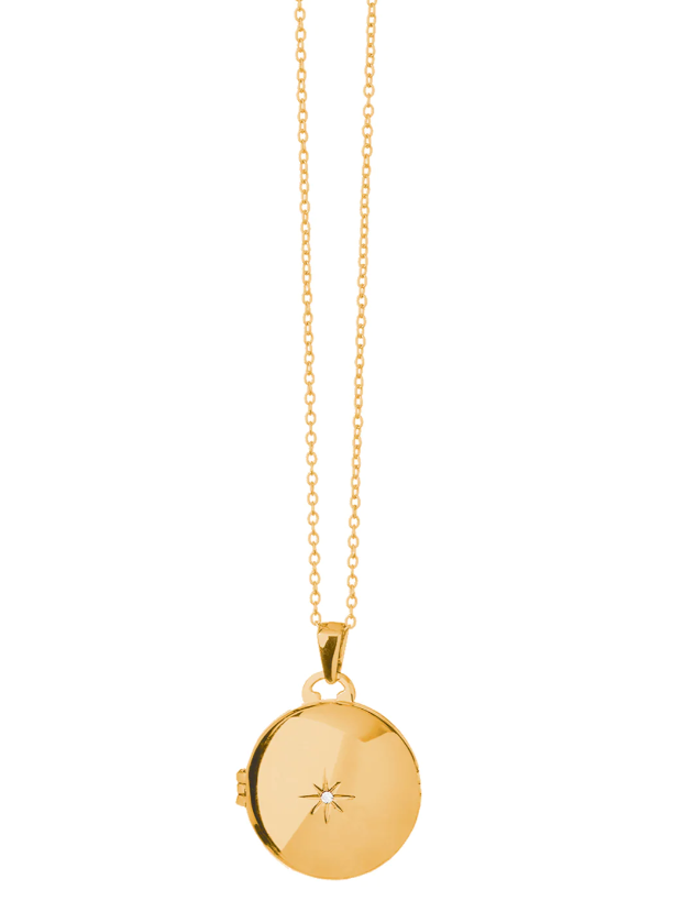 Spartina 449 Round Locket Necklace Starburst Gold