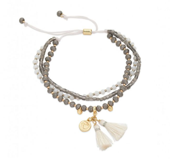 Spartina 449 Slide Bracelet Frosted Grey/Mermaid Tassel