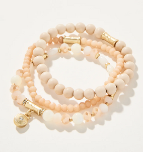 Spartina 449 Sparkle Stretch Bracelet Stack Cream