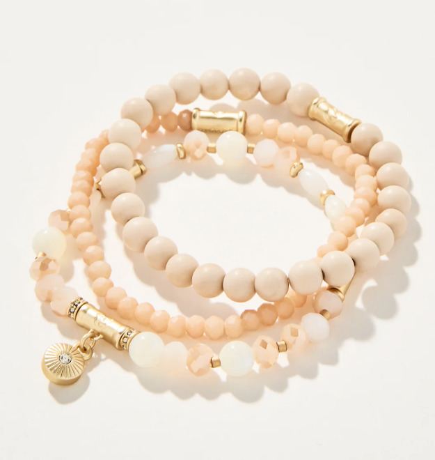 Spartina 449 Sparkle Stretch Bracelet Stack Cream