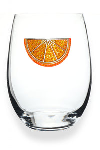 Orange Slice Jeweled Stemless Glass