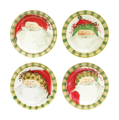 four Vietri Old St. Nick Assorted Round Salad Plates