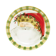 Load image into Gallery viewer, Plate painted with Santa in a animal print stripe hat
