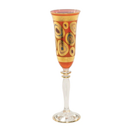 Champagne Glass with orange and gold design