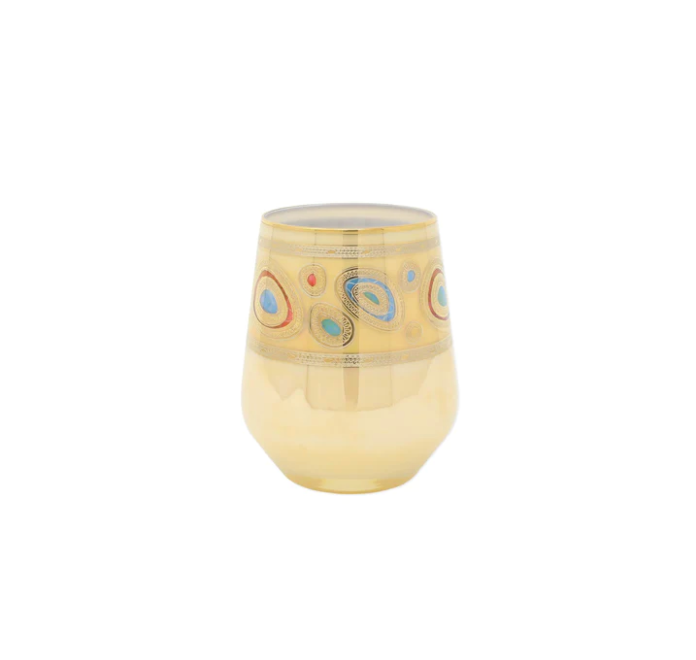 Vietri Regalia Stemless Wine Glass - Cream