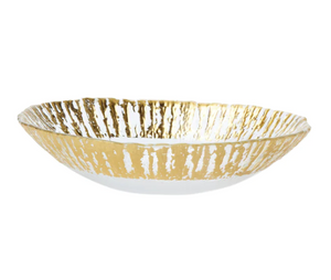 Vietri Rufolo Glass Gold Medium Oval Serving Bowl
