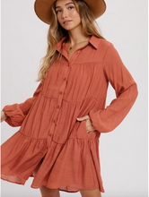Load image into Gallery viewer, Button Up Tiered Shirt Dress
