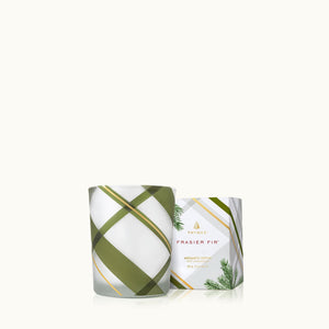 Thymes Frasier Fir Frosted Plaid Votive Candle, Plaid