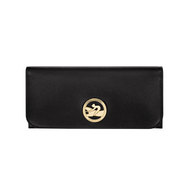 Longchamp Box-Trot Long Continental Wallet Black with gold accents