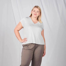 Load image into Gallery viewer, Bamboo Ladies V-neck Pajama Tee - Fog
