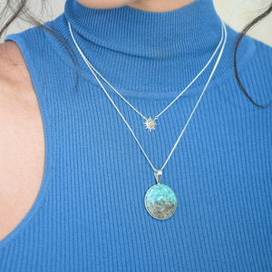 Dune Jewelry Marina Necklace - Turquoise Gradient - 18" Box Chain - The Bahamas