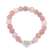 Load image into Gallery viewer, Dune Jewelry Heart Beaded Bracelet - Rose Quartz: Positano
