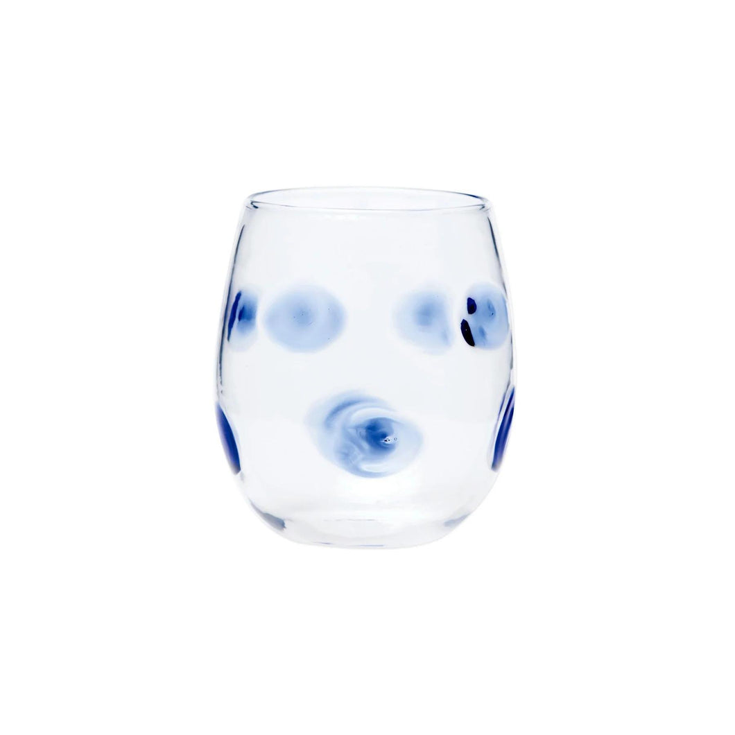 Drop Stemless Wine Glass - Blue