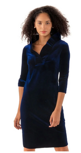 Gretchen Scott Designs Ruffneck Dress - Silky Velvet - Navy