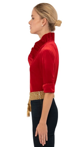 Gretchen Scott Designs Ruffneck Top Silky Velvet - Red