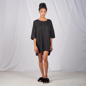 Bamboo & Organic Cotton Oversized Boyfriend Tee - Black