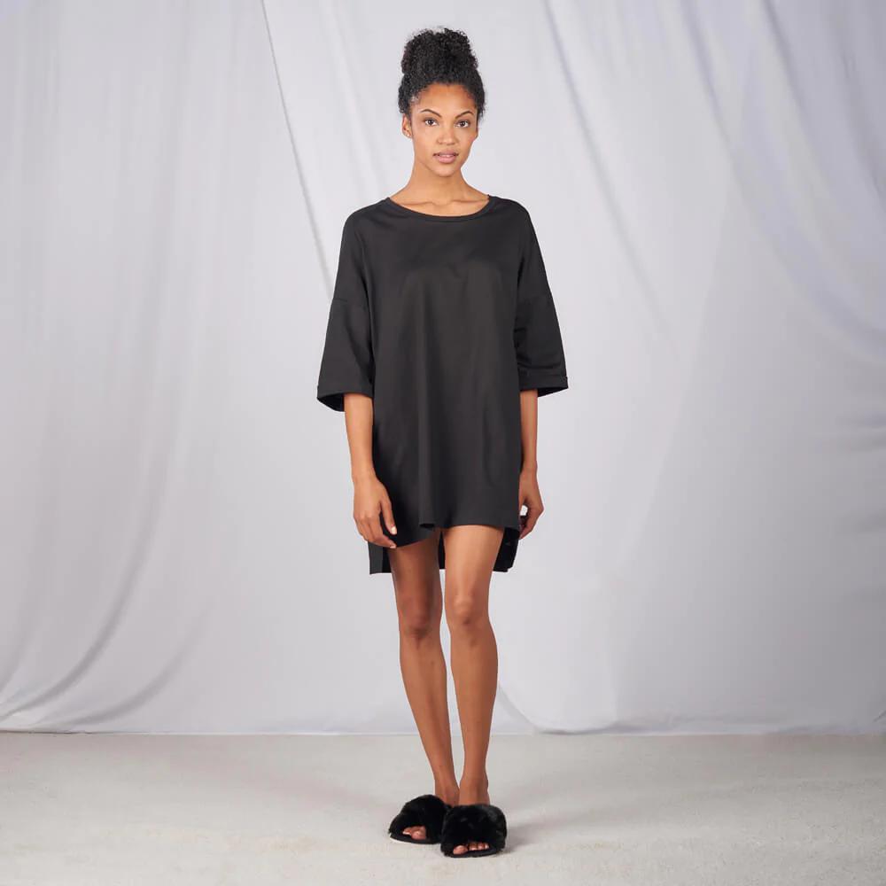 Bamboo & Organic Cotton Oversized Boyfriend Tee - Black