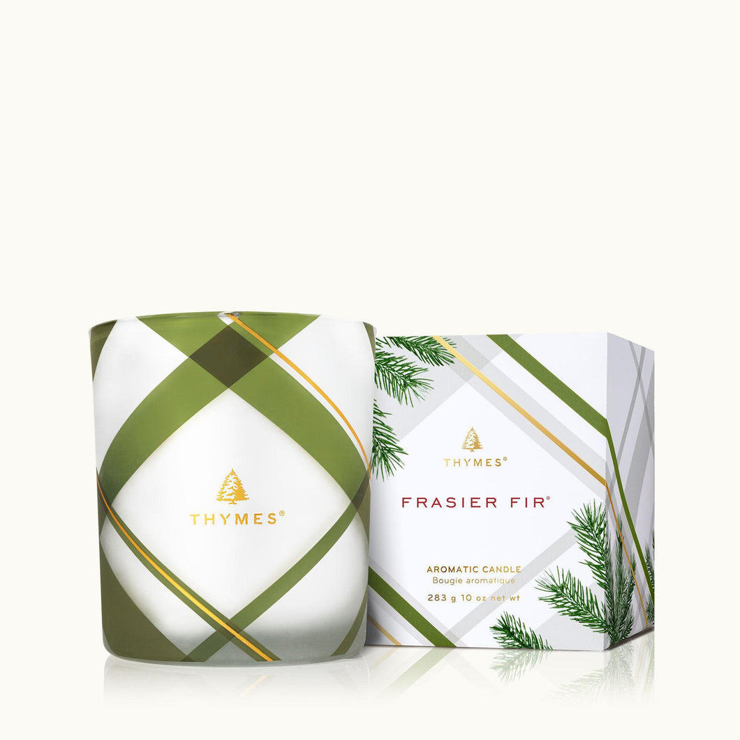 Frasier Fir Frosted Plaid Medium Poured Candle, Plaid