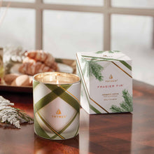 Load image into Gallery viewer, Thymes Frasier Fir Frosted Plaid Votive Candle, Plaid
