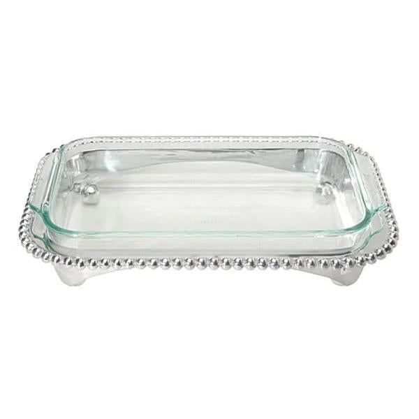 Mariposa Pearled Oblong Casserole Caddy with 3-Quart Pyrex
